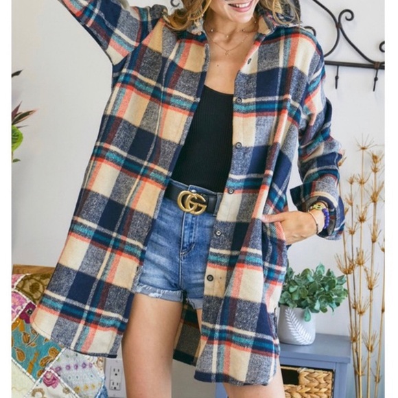 Long Flannel Plaid Shirt - Picture 6 of 9